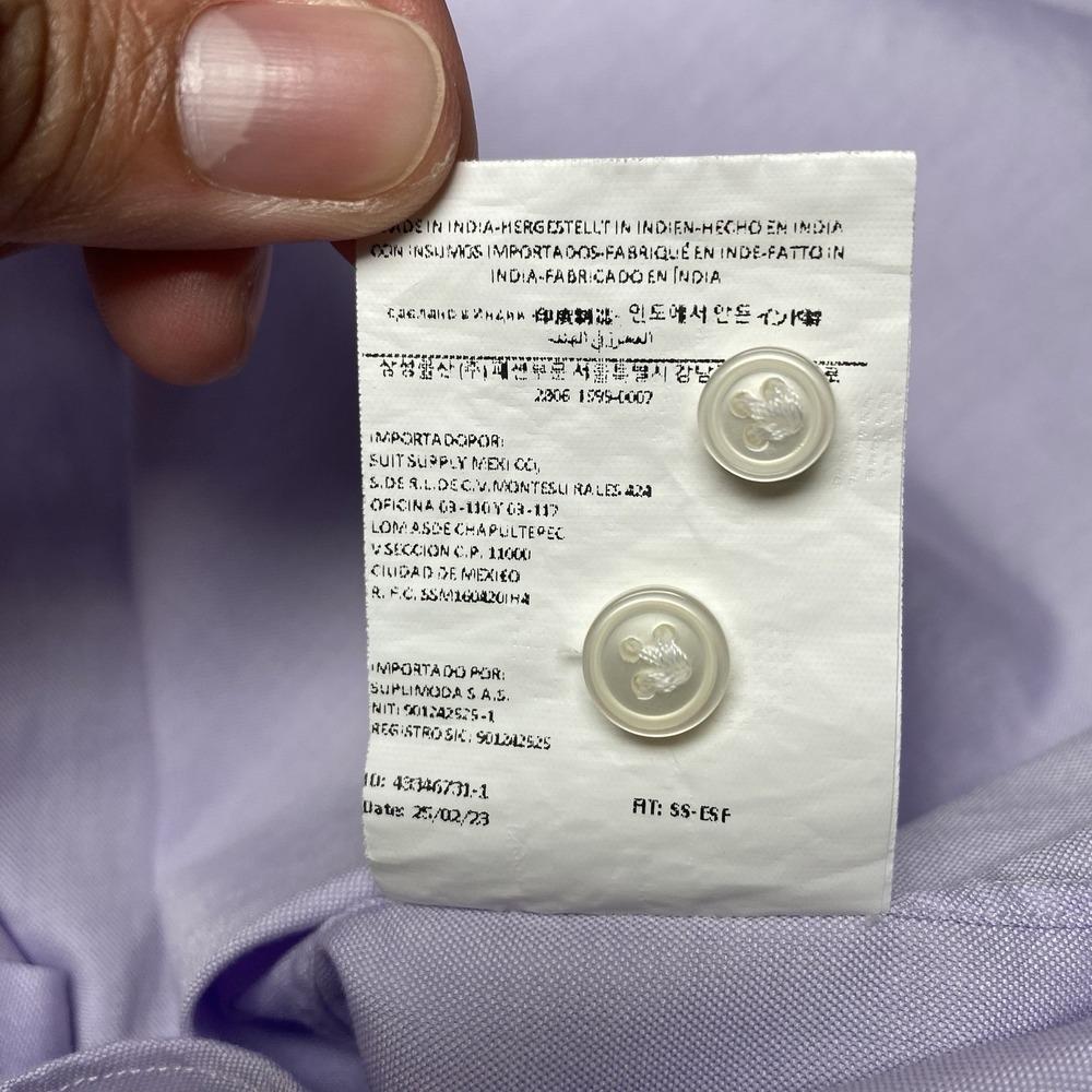 Custom Suitsupply Thomas Mason Dress Shirt (14.5 Extra Slim) Light Purple - Picture 13 of 13